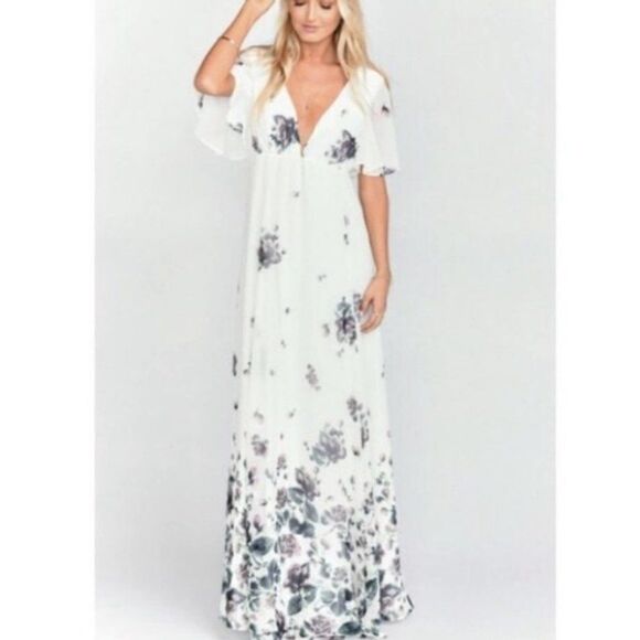 NWT Show Me Your Mumu White Floral Faye Maxi Dress FLAW - Picture 1 of 12